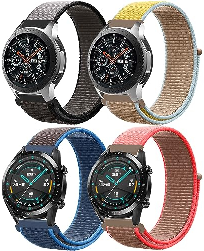 Bracelet pour Samsung Galaxy Watch 3 45mm/Galaxy Watch 46mm/Gear S3 Frontier, 22mm 4Pack Bracelets de Nylon Loop pour Huawei Watch Gt 2/Gt 3/Gt 46mm/Watch 2/Garmin Venu/Venu 2 Montre Band Homme Femme