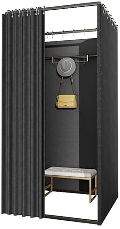 CLXRZM Umkleidekabine Freistehend, Quadratische Tragbarer Umkleideraum, Bodenstehende Bekleidungsgeschäft Sichtschutz Vorhänge Für Büro Ankleidezimmer, Einkaufszentrum, Schwarz