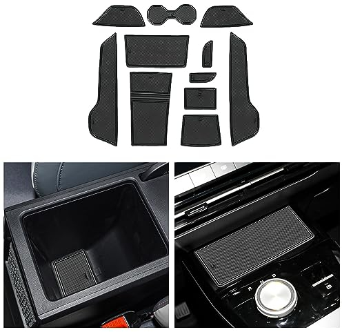 CDEFG Compatible with MG4 MG 4 EV Electric 2022-2023 2024 Rubber Mats, Non-Slip Mats Centre Console Anti-Slip Cup Drink Holder Rubber Mat Armrest Storage Pads Door Slots Car Accessories (Black)