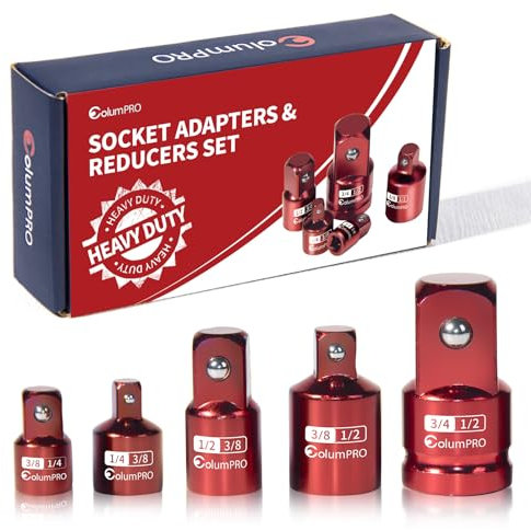 ColumPRO Impact Socket Adapter and Reducer Set, 5PCS 1/4, 3/8, 1/2-inch Cr-V Steel Socket Adapter Reducer