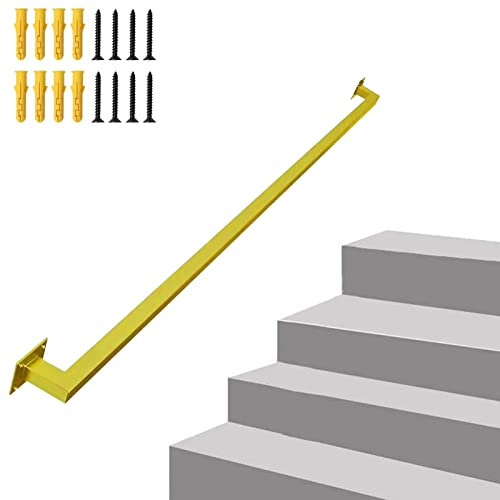 CENAP Pasamanos de Escalera, 1/3/5/6 Metros Pasamanos de Escalera Pasamanos de barandilla de Hierro galvanizado Montaje en Pared Rieles de Barra de Agarre Antideslizantes Manija de Soporte cuadrad
