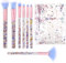Lot de 7 pinceaux de maquillage professionnels brillants avec manche à paillettes - Pour fond de teint, anti-cernes, sourcils, fard à paupières, lèvres - Pour filles