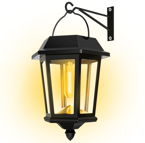 Woolmug 1 Stück Solarlampen für Außen Hängend, Retro Solarlaterne für Außen Wasserdicht, Glas Edelstahl Solarleuchten Garten, Solar Wandleuchte Aussen Gartenleuchten Deko für Garten Wand Terrasse