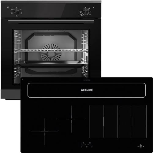 Oranier Einbau-Backofen Set EBS220 autark - 5 Funktionen & Flexx-Induktion 90 cm mit Kochfeldabzug KXI 1092-4 Kochzonen & Brückenfunktion