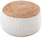 Amago home Sitzhocker Natur/weiß Sitzpouf Jute rund 50 x H 35 cm Deko Hocker Bodenkissen Fußhocker Farbe Weiss Jute Natur