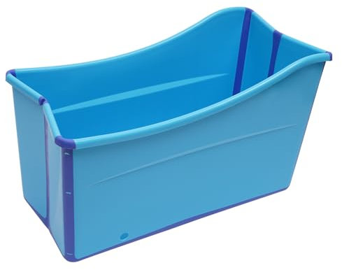 Bañera plegable, 98 x 50 cm, bañera grande, diseño plegable, baño familiar con tapón de drenaje, tubo de drenaje de 1 m, adecuado para el hogar, al aire libre, bañera infantil