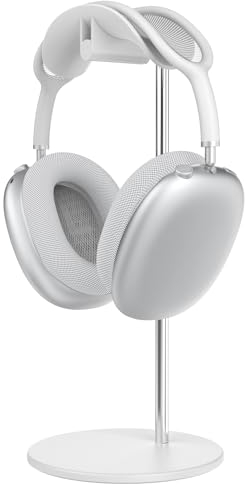 Headphone Stand White, Desktop Headset Holder with Aluminium Base, Compatible with AirPods Max, Beats, Bose, B&O, Sony, Sennheiser, Gaming, etc