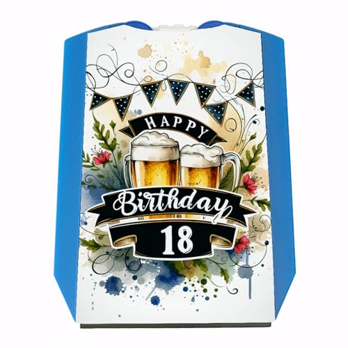 Happy Birthday 18 Bierkrug Parkscheibe rustikal Vintage mit Biergläsern und stilvollem Hintergrund