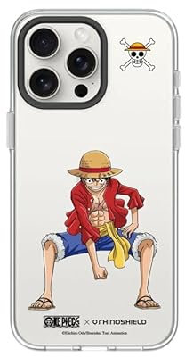 RhinoShield Crystal Clear Case kompatibel mit [iPhone 15 Pro Max] | Fortschrittliche Vergilbungsresistenz, Hohe Transparenz, Transparente Schutzhülle - Schwarz [One Piece/Luffy]