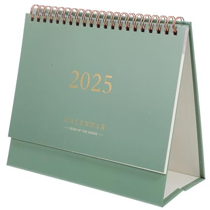 NUOBESTY Kleiner Tischkalender 2025 Stehend Flip-Desktop- Planer Planungskalender Spiralbindungskalender Stehend Tischkalender 2024. 07–2025. 12 Grün 25Cm