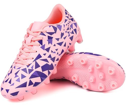 situkeke Zapatos de Fútbol Niños Botas Deporte Adolescentes Atletismo Training Botas de Fútbol Cesped Artificial Aire Libre Zapatillas Deportivas Rosa 38 EU