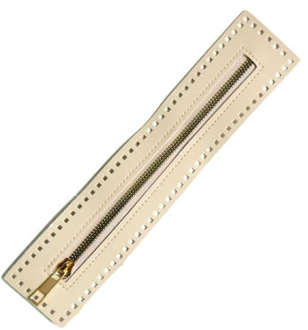 Whakano 2 cerniere in pelle PU per cucire, chiusura lampo 27 cm x 5,5 cm, chiusura lampo di ricambio, accessori per borse, borse all'uncinetto, per progetti fai da te, beige