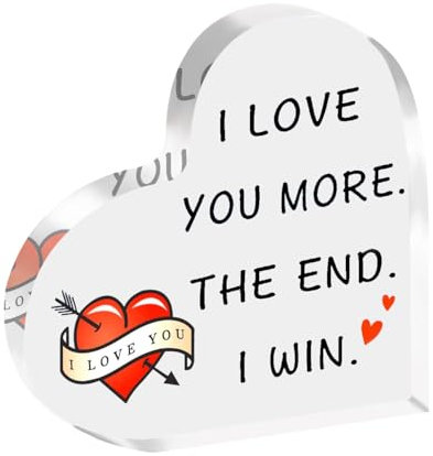 JIANGBINGREN Romantic Love Acrylic Plaque Gifts Gifts from Wife Couple Parents Gift Souvenir Marriage Keepsake Decoration Birthday Valentines Day Anniversary I Love You More The End I Win