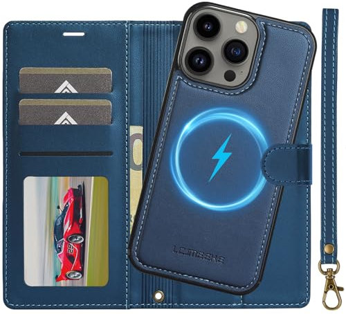 Ailicici für iPhone 14 pro Hülle, 2-IN-1 Abnehmbare magnetische Hülle, Kabelloses Laden, Kartenfach Leder Case, Handyhülle RFID Klapphülle, Schutzhülle für iPhone 14 pro Hülle