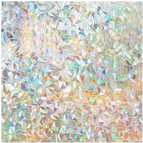 DOWELL Fensterfolie Selbsthaftend Regenbogen Folie Fenster Sichtschutz 75x200cm, Klebefolie Regenbogenfolie Blickdicht Glasfolie Selbstklebend Suncatcher Sticker Regenbogeneffekt