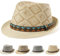 Initlove Straw Fedora Hat for Men Women Summer Short Brimmed Trilby Hats Beige