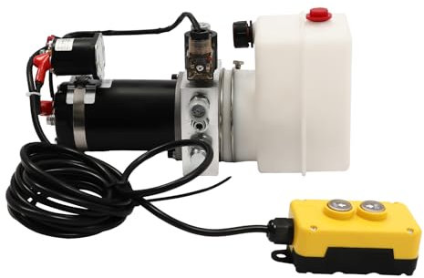 Hydraulikaggregat 12V, Hydraulikpompe für Kippanhänger, Pompe hydraulique à effet simple pour Kipper 2850R/MIN, 800W avec indicateur de tension
