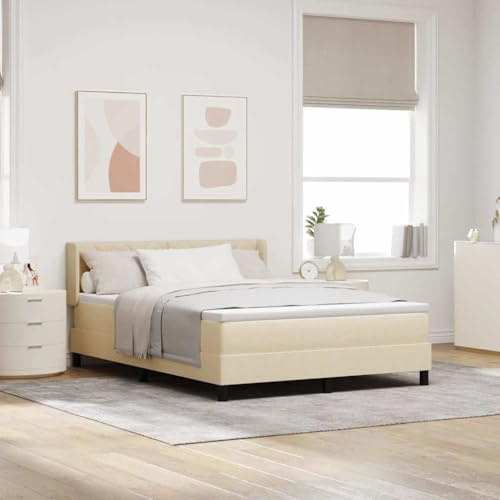 vidaXL Boxspringbett mit Matratze - Creme, 140 x 200 cm, Stoff