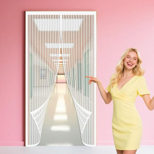Zanzariera Magnetica per Porta 72 x 210 cm Anti Zanzare Calamite Tenda Facile da Montare per Porte D'Ingresso, Finestra, Bianco