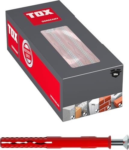 TOX Rahmendübel Fassad SK 10 x 140 mm + Schraube M, Dübel für sichere Befestigungen von Fassaden, Türen und Fenstern in fast allen Baustoffen, Durchsteckmontage, 50 Stück im Karton, 062101431