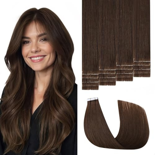Sweetmet 3rd-Generation Echthaar Tape in Extensions Pro3.0 Unsichtbare #4 Mittel Braun Remy Tape in Haarverlängerungen Echtes Menschenhaar 45cm 40g für Frauen (#4-45cm)