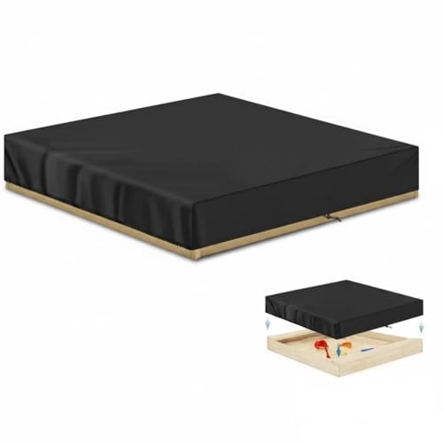 Sandbox Cover Garden Sandpit 420D Cover for Outdoor Pool Furniture | 125x125x20cm | Waterproof, Dustproof, UV-Protection | Drawstring & Elasticated Bits Canopy Square Sand Pit Covers