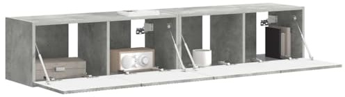 Vorpalize Schwebender TV-Wandschrank, 2er-Set, Beton-Optik, 60x31x29,5 cm, Holzwerkstoff Lowboard für Wohnzimmer, modernes Design, wandmontiert