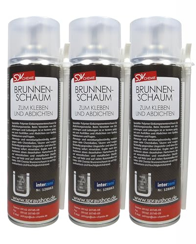 SDV Chemie Brunnenschaum B2 Montageschaum, 3x 500ml | Schachtschaum, Dämmschaum, Bauschaum