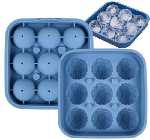 Football Ice Mould, 9 Compartments Silicone Football for Chocolate, Easy Release Ice Tray | for Home Bar Summer Party Meeting in