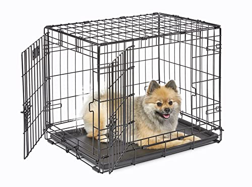 MidWest Homes for Pets iCrate Modell 1524 Hundebox, ca. 61 cm lang, mit Doppeltür, auslaufsicherer Bodenwanne, Bodenschutzfüßen, Trenneinsatz und patentierten Funktionen, schwarz