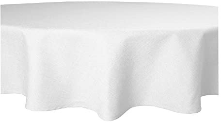 Tischdecke rund 160 cm Ø beschichtet Struktur Leinen-Optik Wasser abweisend Lotuseffekt #1081 weiß