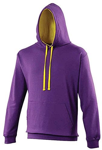 AWDis Men's Varsity Hoodie, Multicoloured (Purple/Sun Yellow), Small