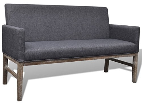 Festnight Sofa Sitzbank Loungebank Polsterbank Sitzmöbel Stoffbezug Holzrahmen mit Rückenlehne Dunkelgrau