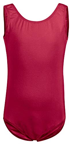 tanzmuster Ballettanzug Mädchen ärmellos - Lissy - weiche Baumwolle - Ballettbody Kinder Ballett Trikot - Burgunder, 128/134