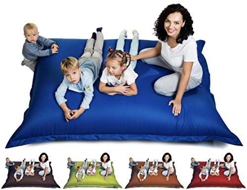 sunnypillow XXL Sitzsack, Sitzkissen aus Kunstleder Outdoor & Indoor 180 x 145 cm mit 380L Styropor Füllung Sessel für Kinder & Erwachsene Sofa Beanbag viele Farben und Größen zur Auswahl Blau