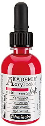 Schmincke - AKADEMIE Acryl color INK, Karminrot, 50 ml, 23 340 024, flüssige Acryl color-Farbe, pigmentierte Acryltinte zum Malen, Schreiben, Airbrush