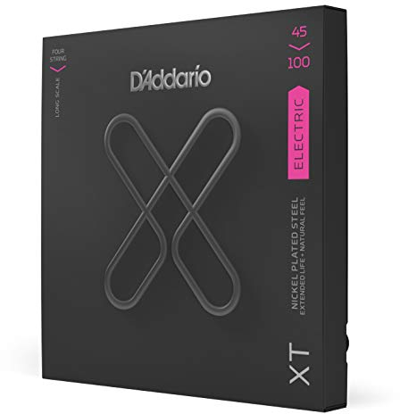 D'Addario XTB45100, XT Corde in Acciaio Placcate al Nickel per Basso, Scalatura Regulare Leggera, 45-100