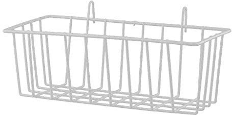 LOVIVER Aufbewahrungskorb Metall Weiß, Wandregal Gitterkorb mit Haken