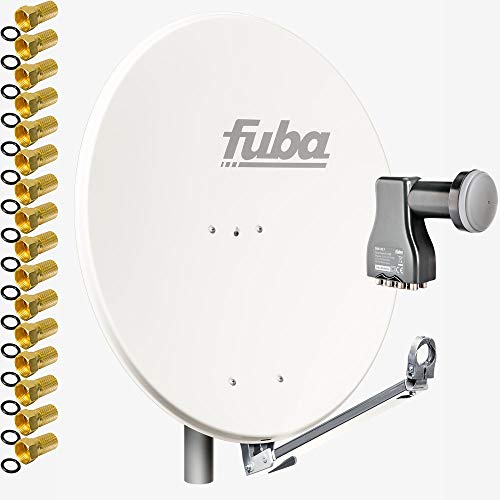 Fuba DAL 808 W + Octo LNB Sat Satelliten Anlage Schüssel DEK 817 8 Teilnehmer Alu Spiegel Weiß für 8 Teilnehmer HDTV 4K 3D kompatibel Aluminium