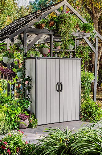 Ondis24 Keter Gartenschrank Premier, XXL Geräteschuppen, Geräteschrank Tall Cabinet Schuppen, Gartenbox regensicher