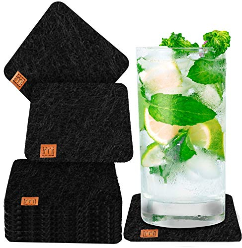 Miqio® Design Filzuntersetzer rund oder eckig für Gläser | Nachhaltige Oekotex Glasuntersetzer aus Filz | 10 Untersetzer für Getränke, Kerzen, Tassen, Bar, Glas | Tisch Deko
