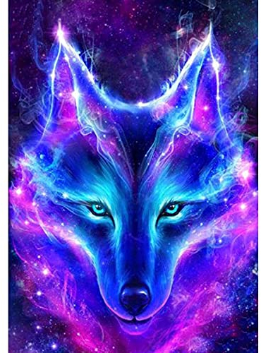 ParNarZar 5D Diamond Painting 35 x 45 cm Glühender Wolf Zeichentrickfilm Anime Voll Bild DIY Mosaik Kits für Kinder ab 6+ Anfänger Schlafzimmer, Haus, Wand Und Eingang Dekoration