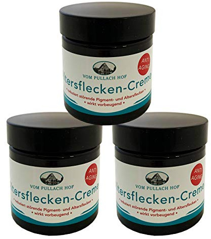 Iloda® 3x 50ml Altersflecken-Creme vom Pullach Hof, Salbe gegen Altersflecken reduziert Pigment- und Altersflecken