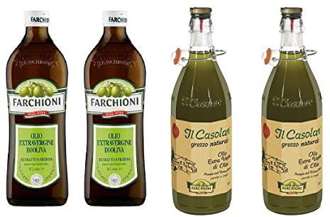 2x Farchioni Olio Extra Vergine Il Casolare Grezzo + 2x Farchioni Classico Extra Natives nativ Olive Olivenoel 1L