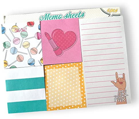 Haftnotizen Memo Sheets im Lollipop Girly Design - 8er Set Notizzettel in verschiedenen Größen und Neonfarben, 540 Blatt