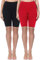 Merry Style Damen Sport Leggings kurz Sportleggings Radlerhose Sporthose aus Baumwolle 2 Pack MS10-200 (Schwarz/Rot(2Pack), L)