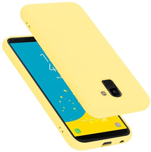 cadorabo silicone case compatible with Samsung Galaxy J6 2018, mobile phone cover for Galaxy J6 2018- impact-resistant, thin, Silky-Soft Touch Full-Body Protective Phone Case - LIQUID YELLOW