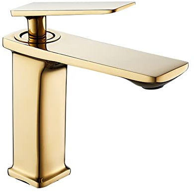 Wasserhahn Bad Einhandmischer Waschtischarmaturen, Moderner Elegant Stil Messing Waschtischarmatur Kaltes Und Heißes Wasser Vorhanden, Keramikventil, Gold