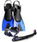 Erwachsene Tauchmaske Flossen Schnorchel-Set, Schnorchelausrüstung Anti-Fog-Tauchmaske Anti-Leck-Trockenschnorchel, Tauchflossen-Kit zum Schnorcheln Schwimmen (Medium - Blue Set)