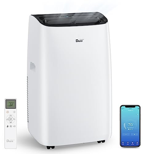 DuraComfort Aire acondicionado portátil inteligente, 12000 BTU (Ashrae) /8150 BTU (SACC), unidad de CA silenciosa, deshumidificador integrado y modos de ventilador, aplicación móvil, enfría hasta 350